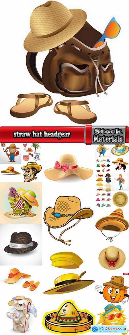 straw hat headgear vector image 25 EPS