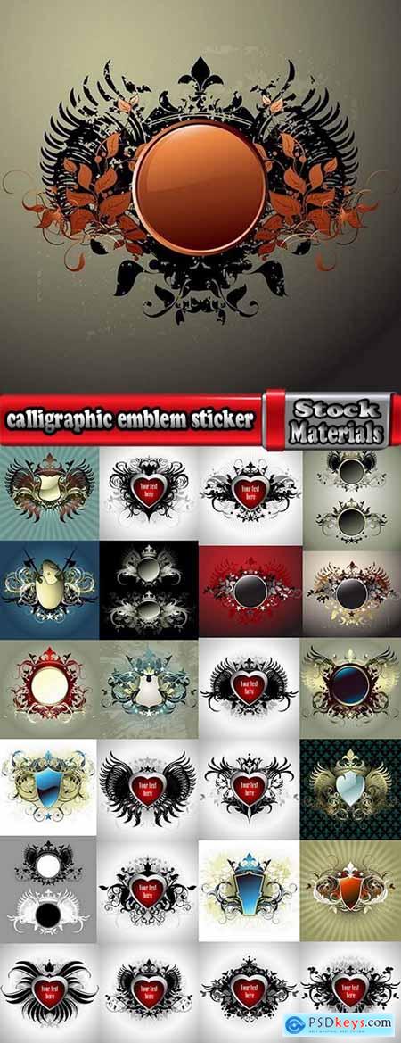 vector calligraphic emblem sticker picture frame 25 EPS