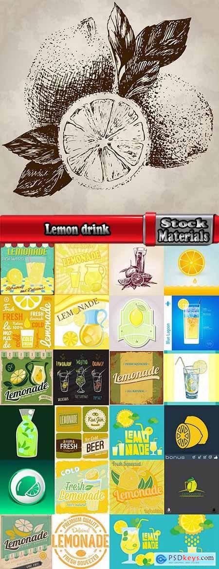 Lemon drink lemonade banner sign flyer poster 25 eps