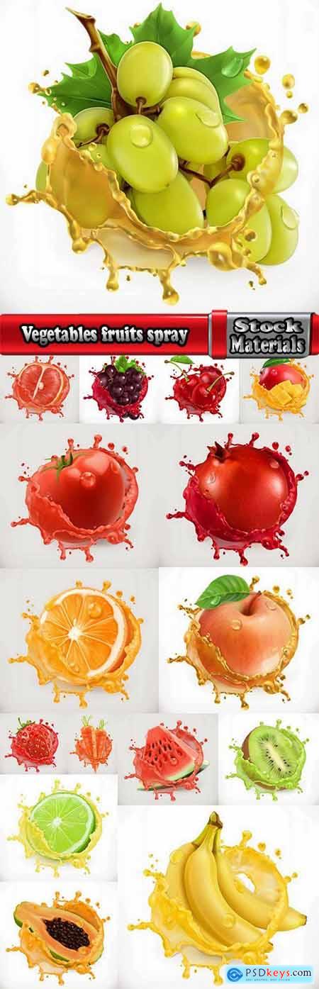 Vegetables fruits spray water juice nectar 16 EPS
