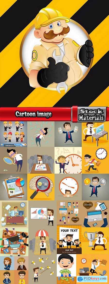 Cartoon image of different professions infographics businessman 25 Eps