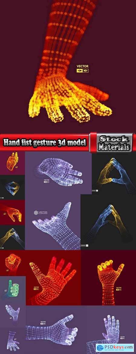 Hand fist gesture 3d model 15 EPS