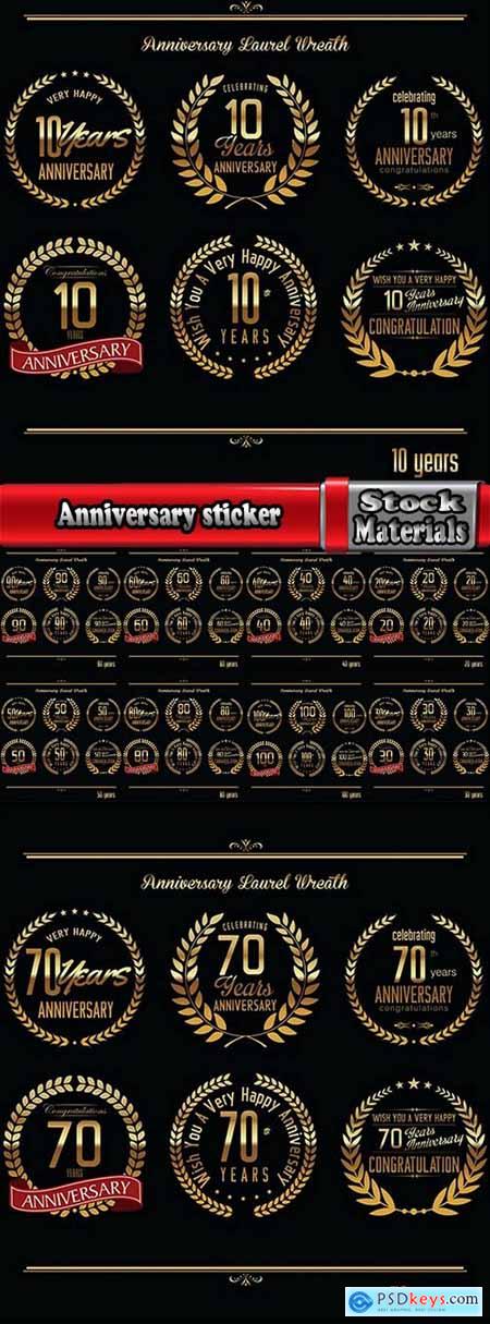 Anniversary sticker of the coat of arms icon number of a monogram frame 10 EPS