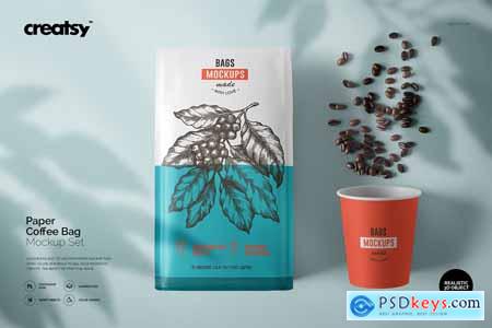 CreativeMarket Paper Coffee Bag Mockup Set