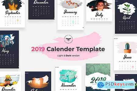 2019 Calendar Light & Dark Version Templates