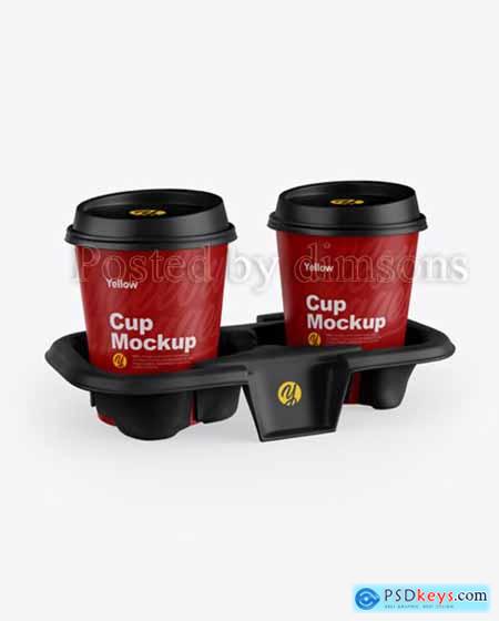 Matte Holder with Coffee Cups Mockup