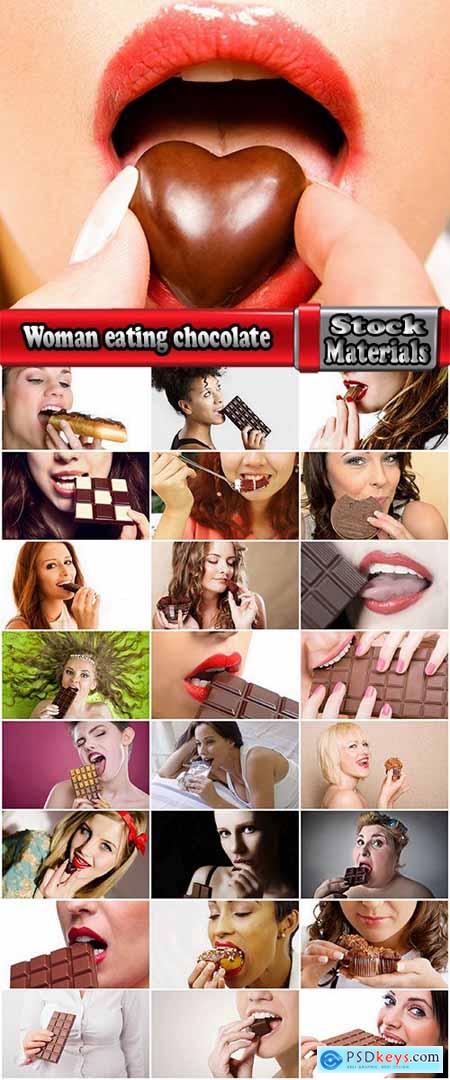 Woman eating chocolate tile sweetness 25 HQ Jpeg