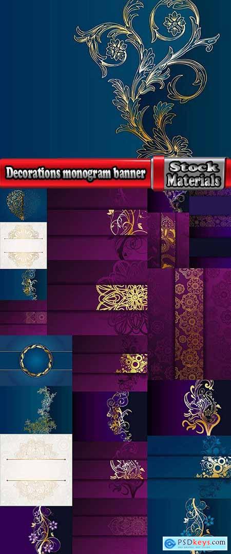 Decorations monogram banner advertising poster signboard invitation card 23 EPS