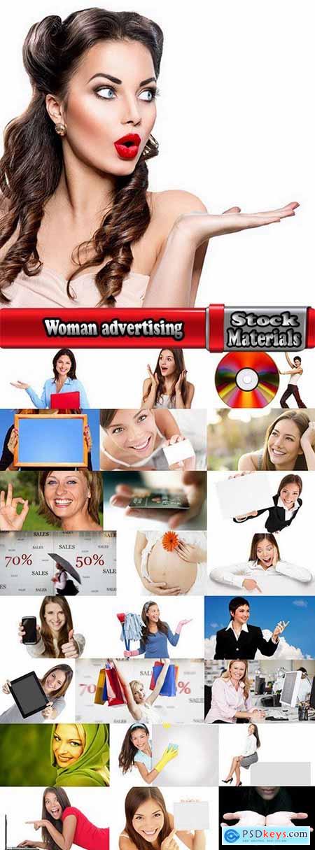 Woman advertising girl banner signboard offer 25 HQ Jpeg