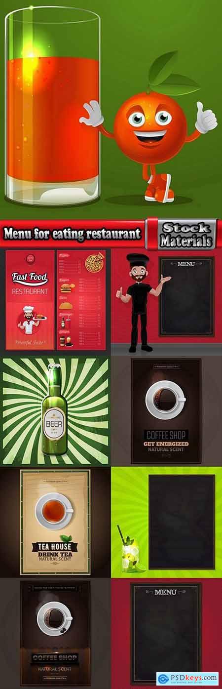 Menu for eating restaurant coffee barbecue cover booklet banner postcard 9 EPS