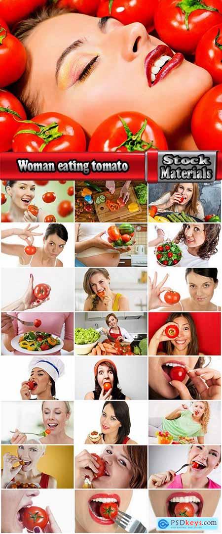 Woman eating tomato slimming vegetable 25 HQ Jpeg