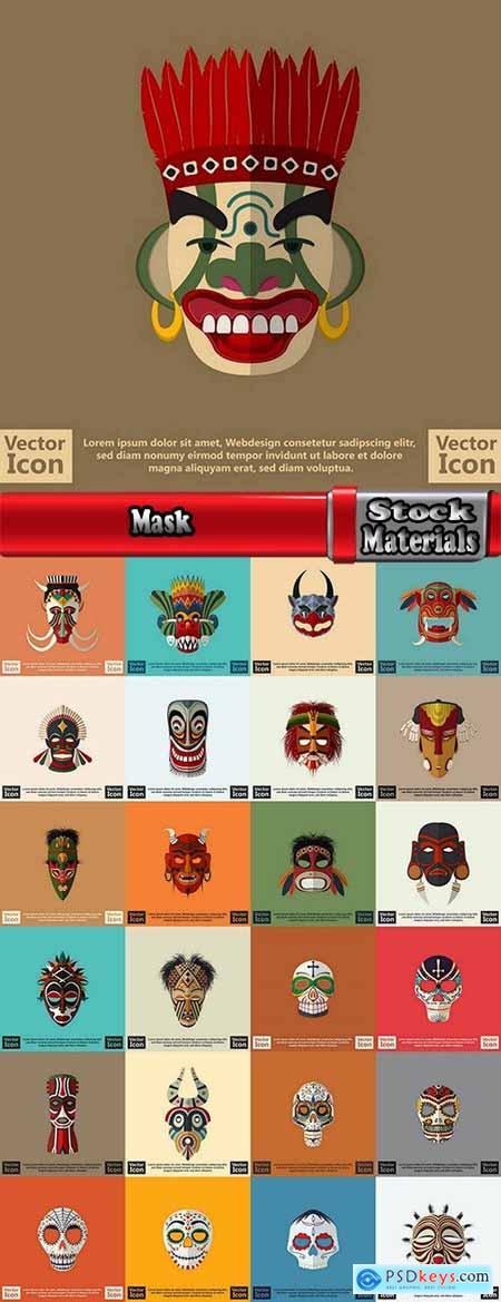 Mask for ritual ethnic drawing icon flyer banner postcard 25 EPS