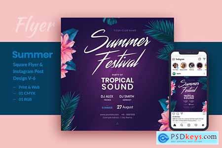 Summer Festival Party Flyer & Instagram Post V-6