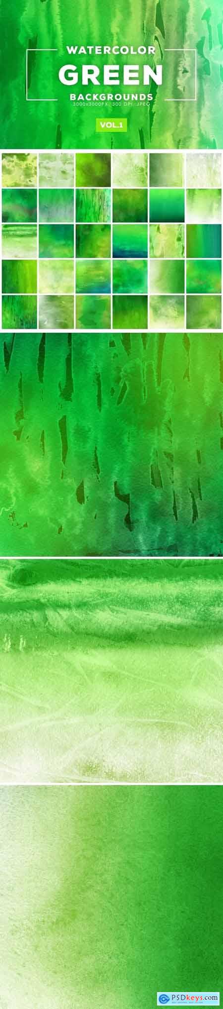 Green Watercolor Backgrounds Vol.1