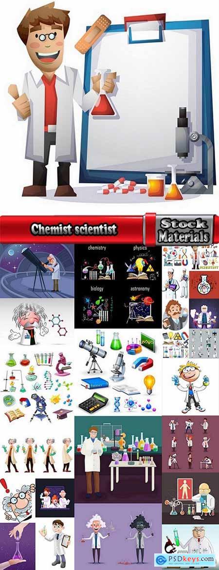 Chemist scientist professor mathematics cartoon character 25 EPS