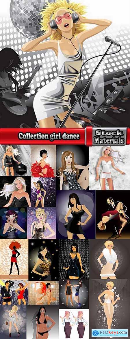Collection girl dance woman disco rest dance dancer glamor 22 EPS