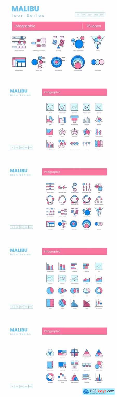 75 Infographic Icons Malibu Series