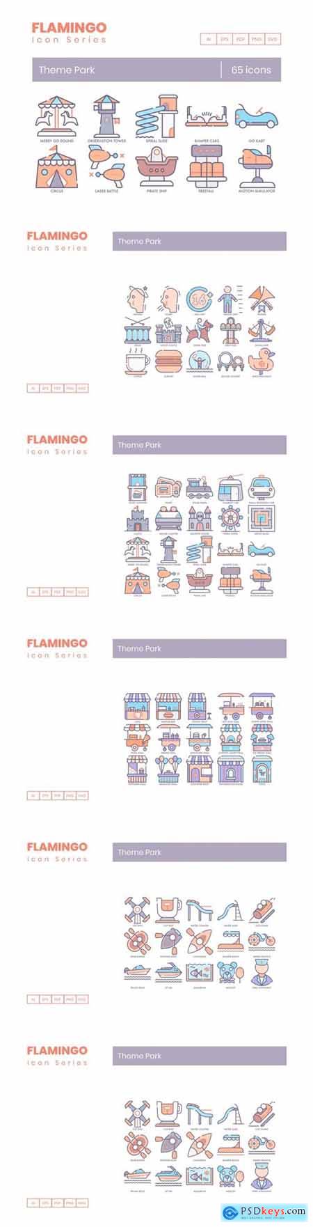 65 Theme Park Icons Flamingo Series