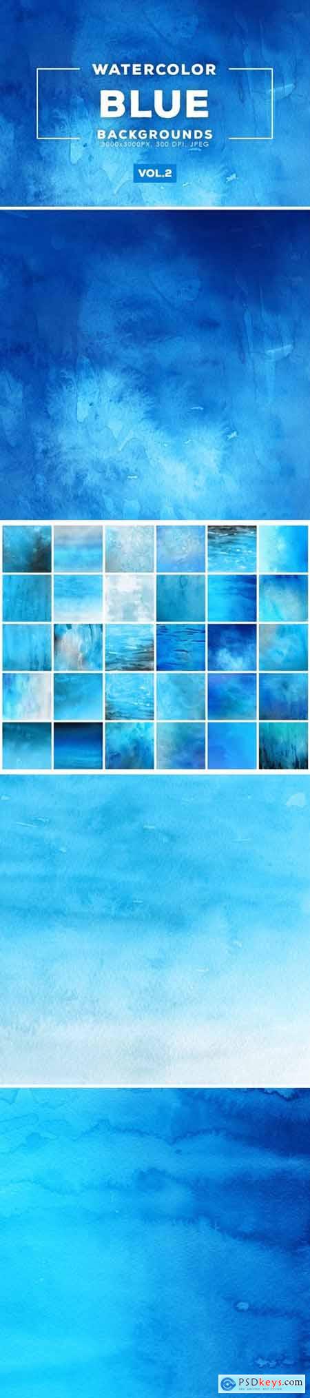 Watercolor Blue Backgrounds Vol.2