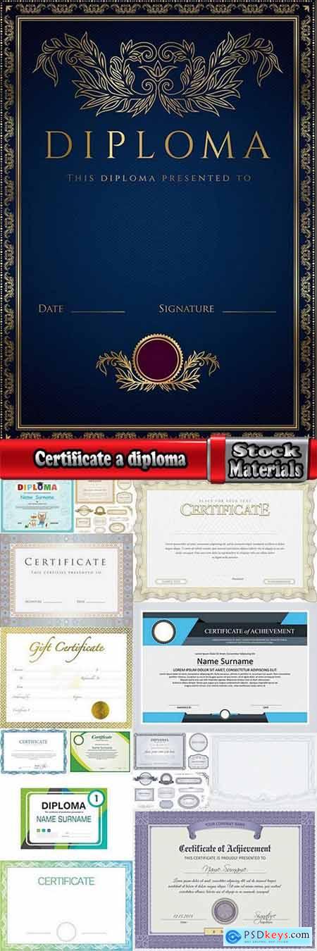Certificate a diploma Merit decorative sheet of paper business card 14 EPS