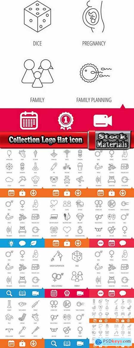 Collection Logo flat icon web design element site 84-16 EPS