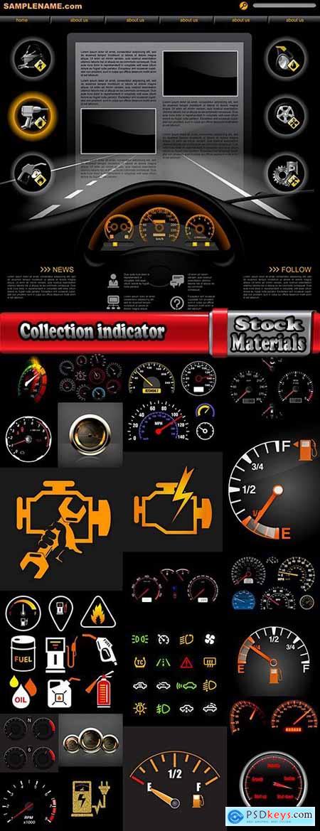 Collection indicator fuel level indicator system error speedometer chronometer tachometer 22 EPS