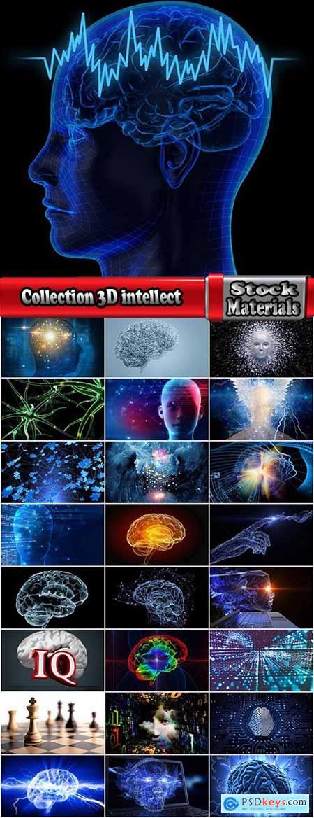 Collection 3D intellect intelligence brain neuron conceptual illustration 25 HQ Jpeg