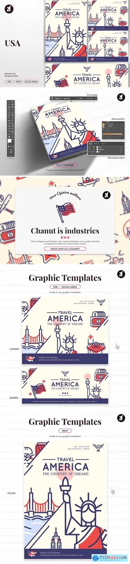 United states of America graphic templates