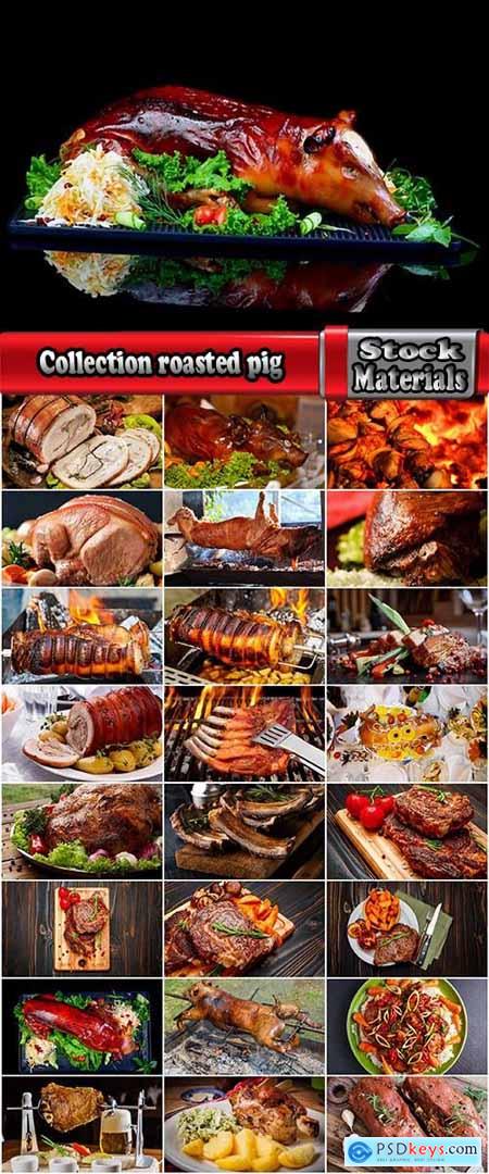 Collection roasted pig pork barbecue grill meat on fire 25 HQ Jpeg
