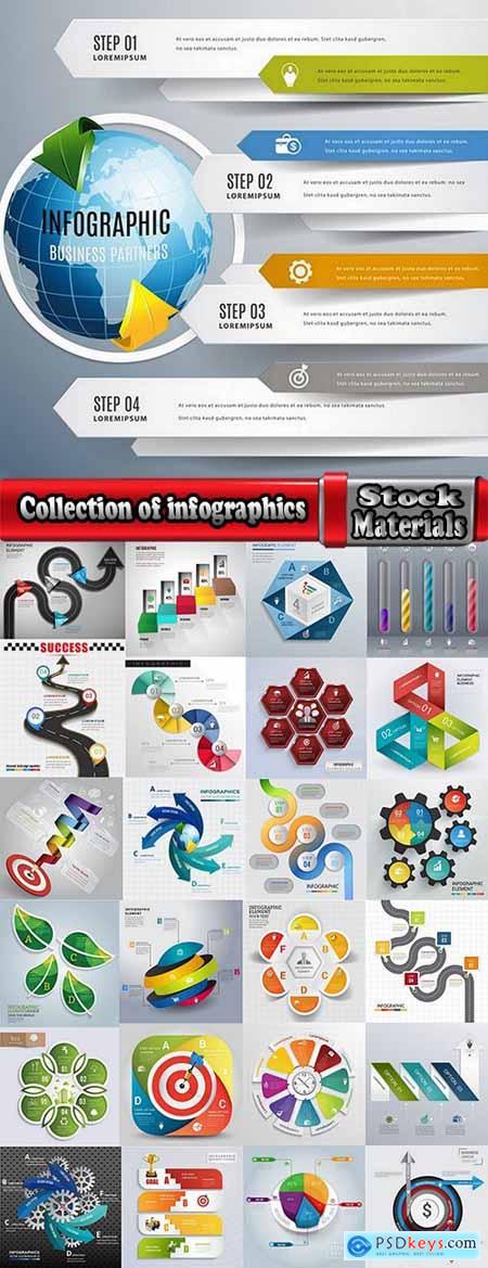 Collection of infographics idea light bulb turn based strategy for business success 5-25 EPS
