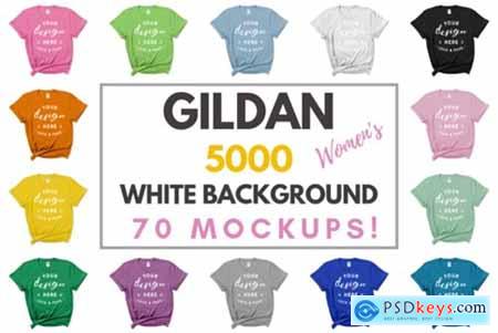 Gildan 5000 Tee Mockups White Backdrop
