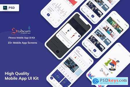 Stadeum - Fitness Mobile App UI Kit (PSD)