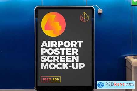 8 Airport Ad Screen Mock-Ups Set