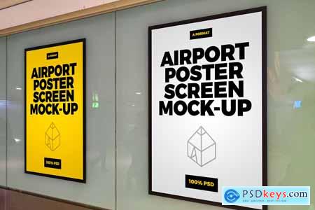 8 Airport Ad Screen Mock-Ups Set