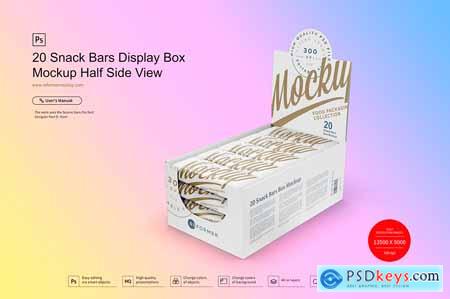20 Snack Bars Display Box Mockup
