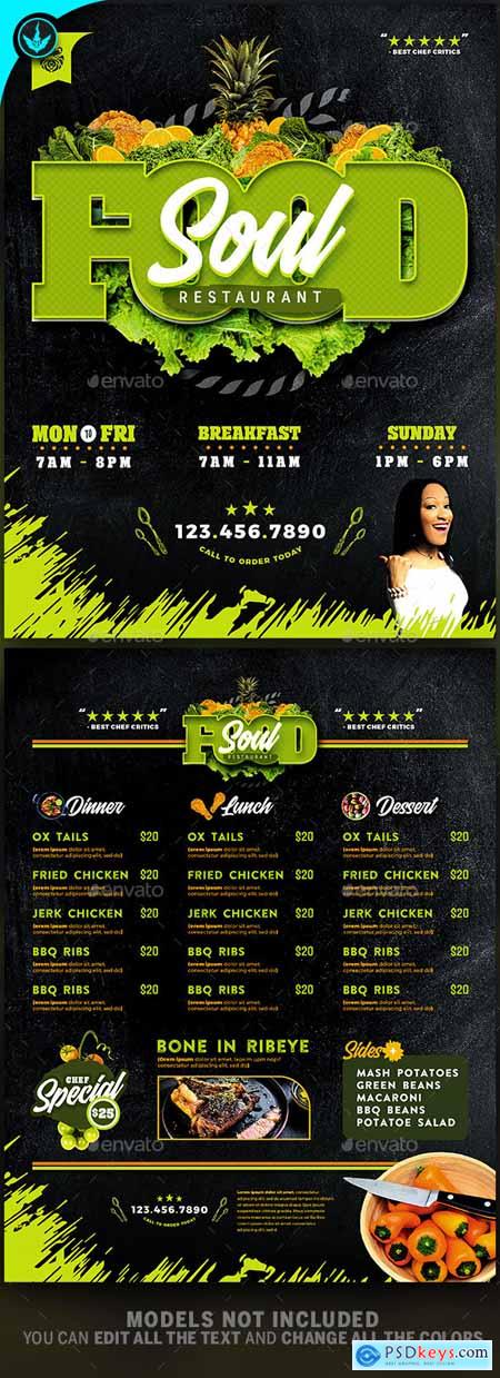 Soul Food Restaurant Menu Flyer Template