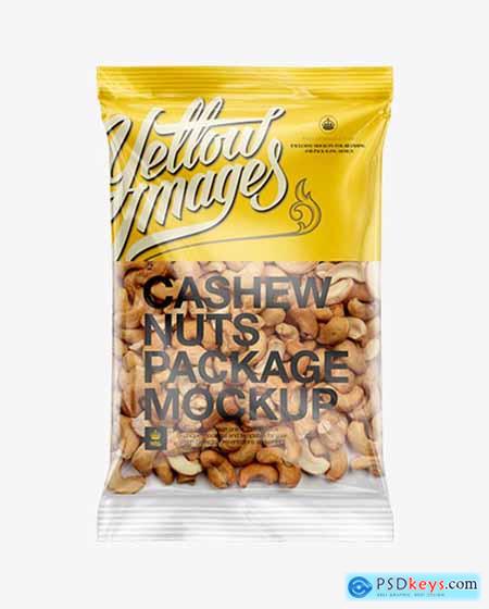 Clear Plastic Pack w Cashew Nuts Mockup