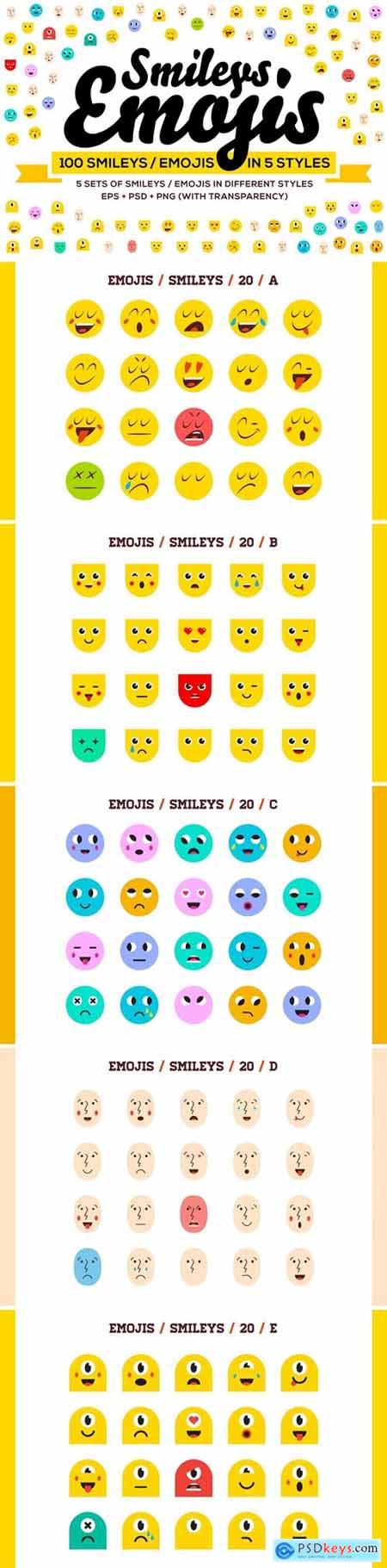 100 Emoji & Smiley Bundle Pack Vol 1