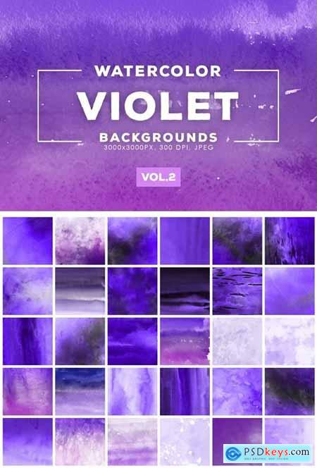 Watercolor Violet Backgrounds Vol.2