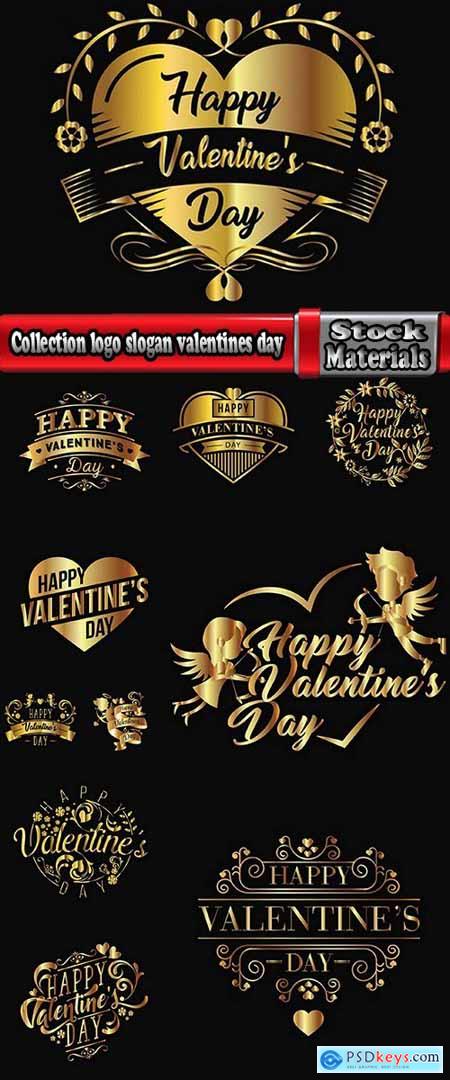 Collection logo slogan flyer card valentines day vector image 11 EPS