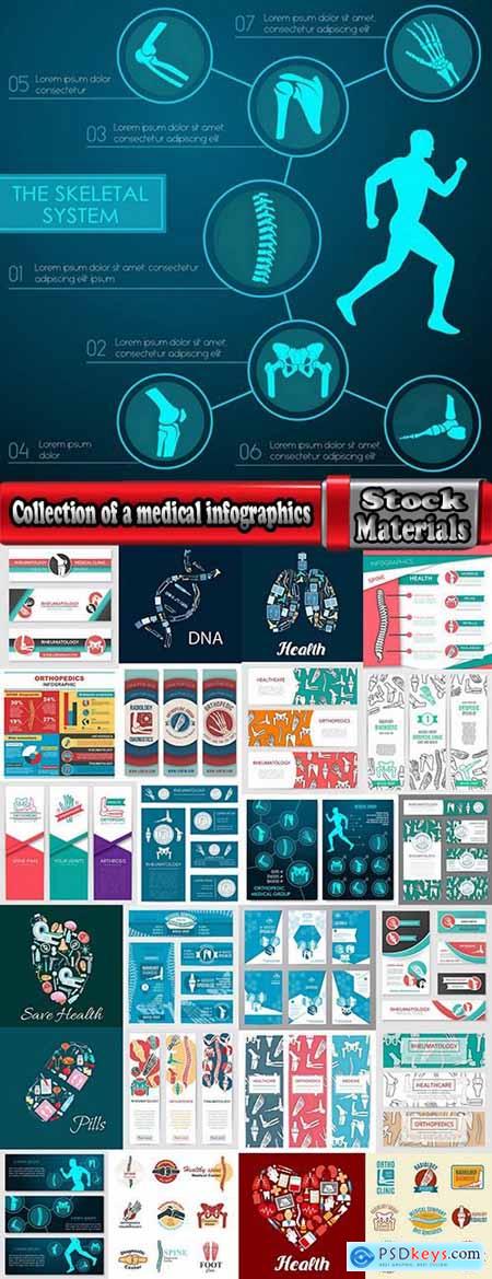 Collection of a medical infographics flyer banner bone skeleton 25 EPS