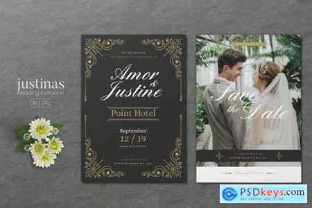 Minimalist Wedding AI and PSD Invitation Vol.11