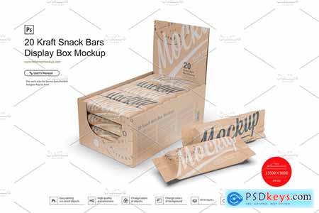 Kraft Box & Snack Bars Mockup