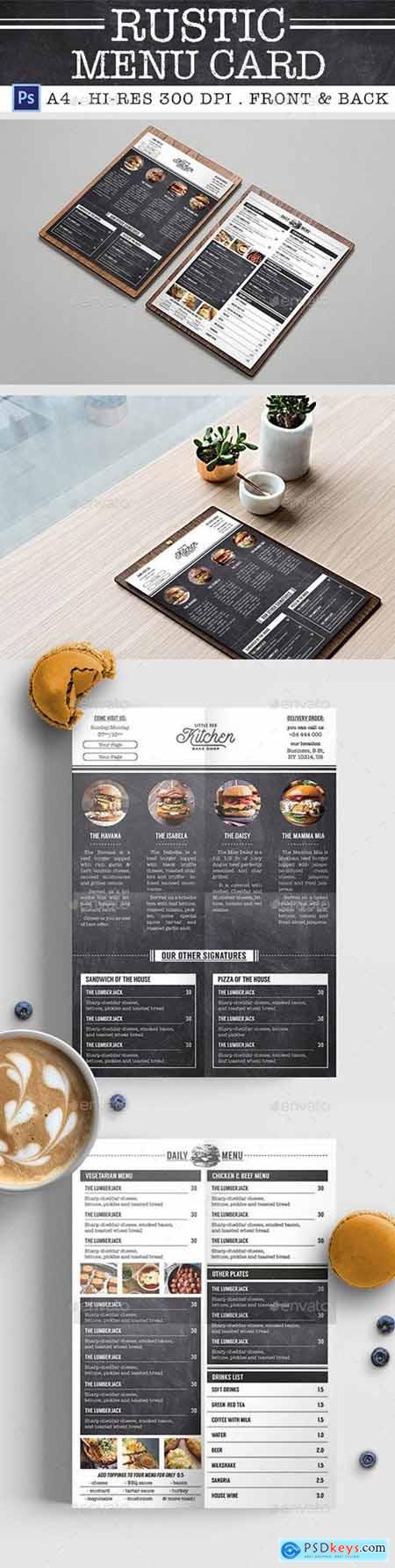 Rustic Burger Menu Card