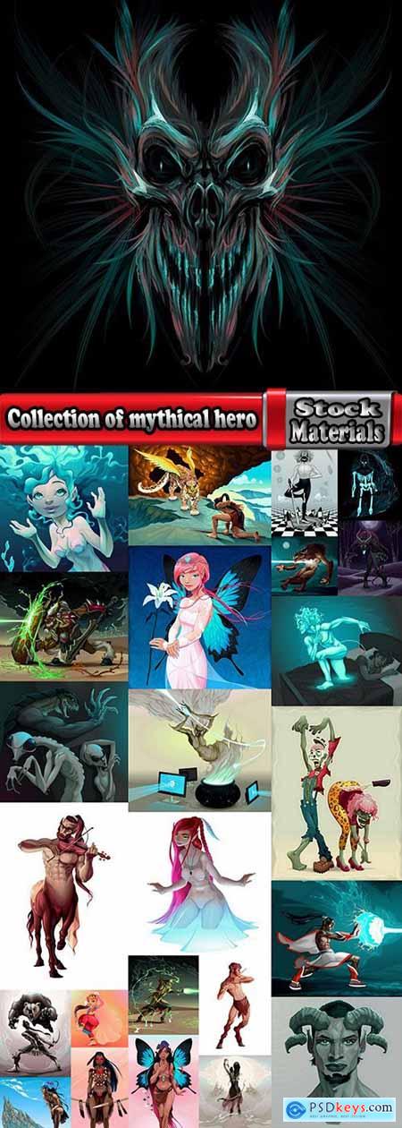 Collection of mythical hero warrior cartoon vector image 25 EPS