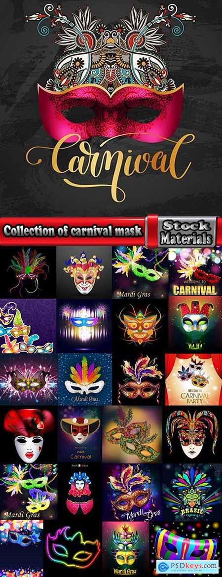 Collection of carnival mask holiday extravaganza Harlequin mystery face 25 EPS