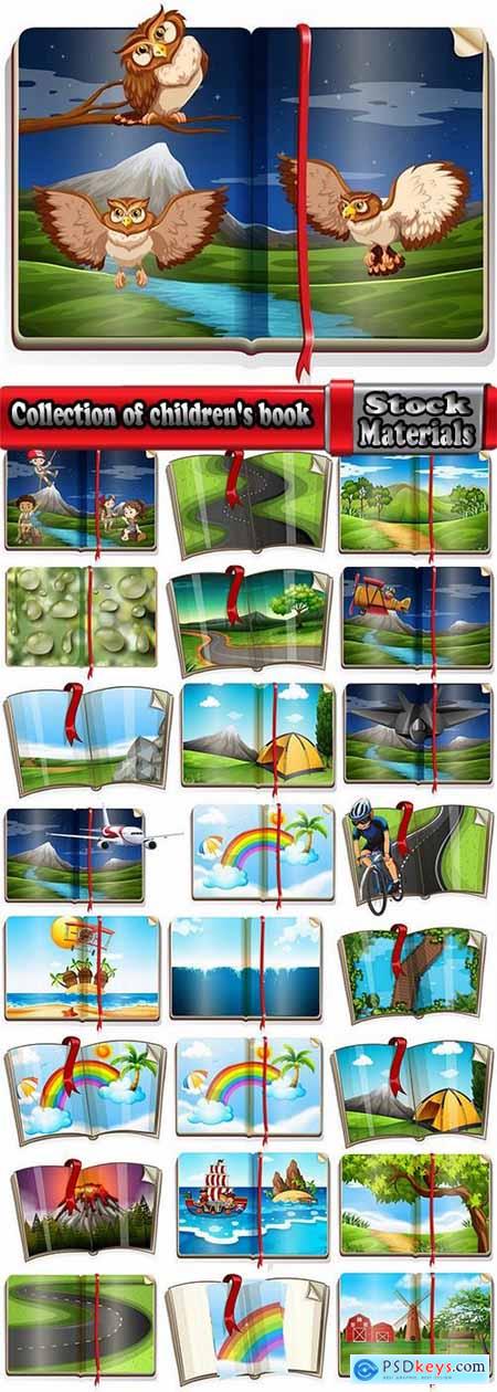 Collection of children's book illustration of a pattern coloring picture to print 25 EPS