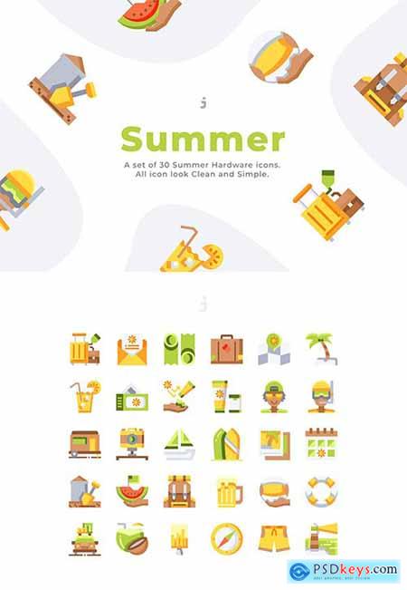 30 Summer Icons - Flat