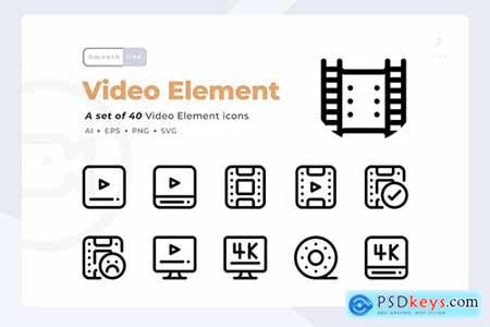 Smoothline - 40 Video Element icon set
