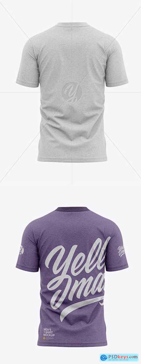 Mens Heather Tight Round Collar T-Shirt - Back View